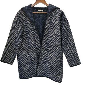 Madewell Herringbone Wool Blend Hoodie Wrap Womens Size XS/S E1559 Cozy